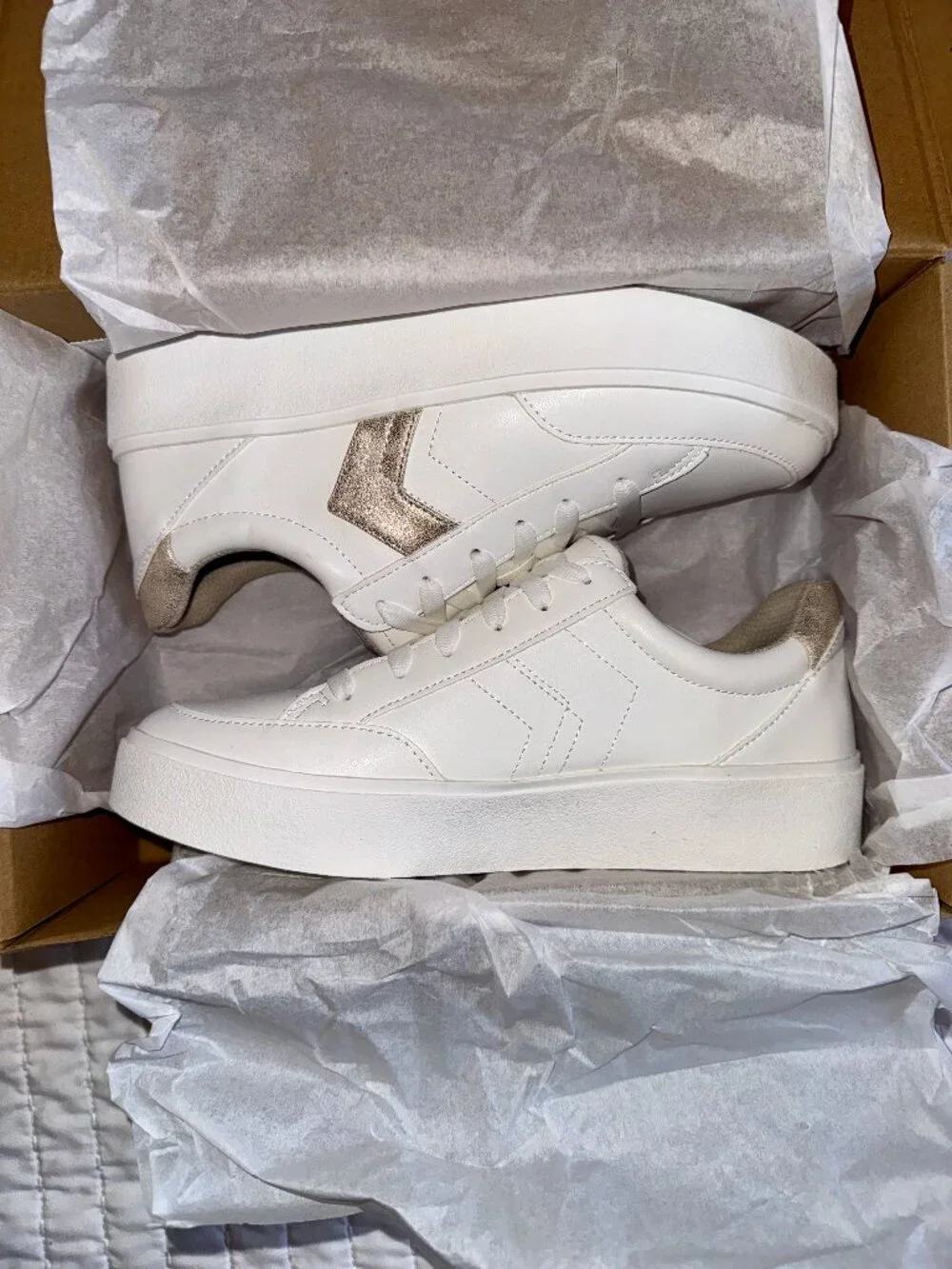 Dr. Scholl’s Madison Lace Sneakers White Gold Women’s Size 8M New in Box - Picture 1 of 8